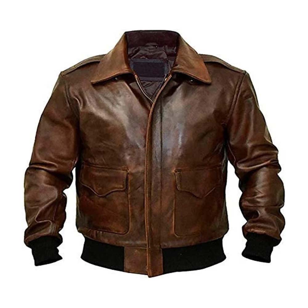 A2 Flight Pilot Distressed Leather Bomber Jacket