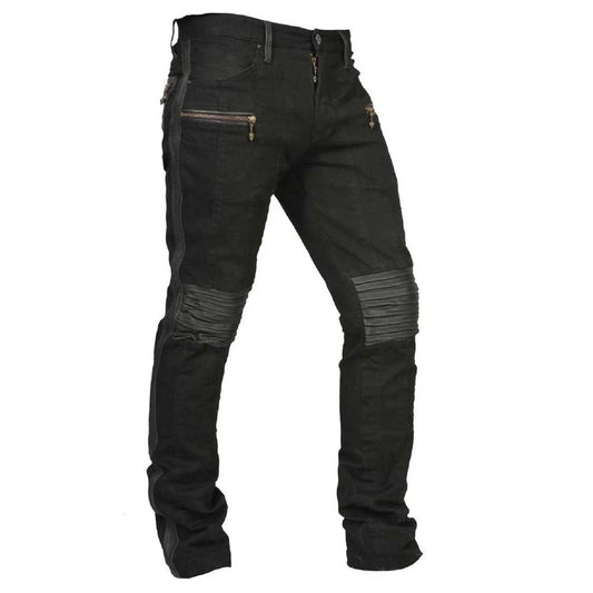 Mens Premium Quality Black Leather Zipper Pant