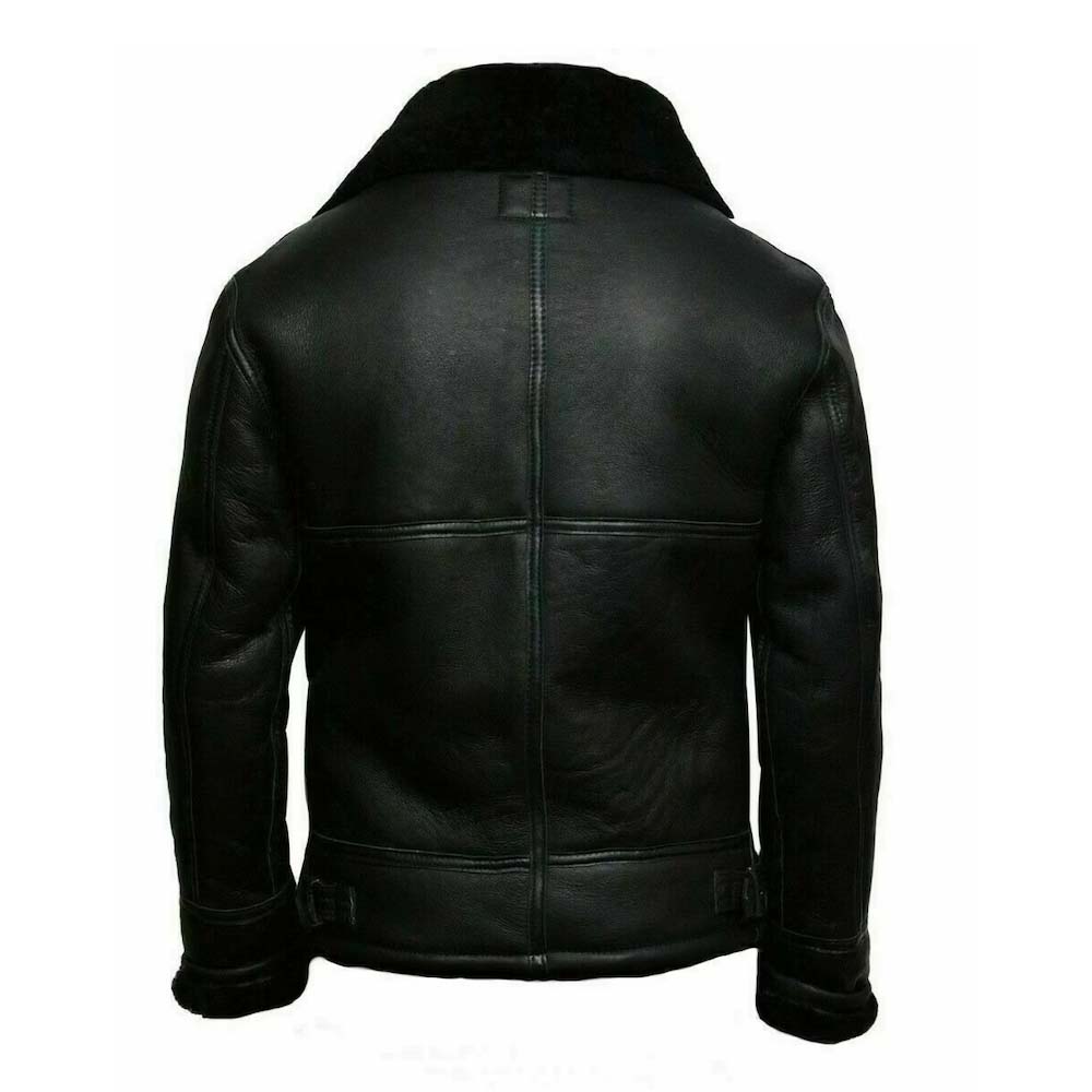 Mens B3 Pilot Flying Bomber Real Shearling Sheepskin Leather Jacket