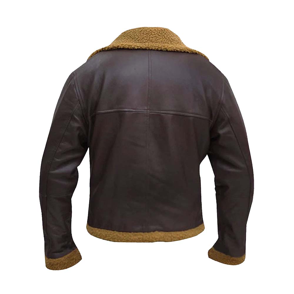 B3 Men Flying Aviator Winter Shearling Bomber Leather Jacket