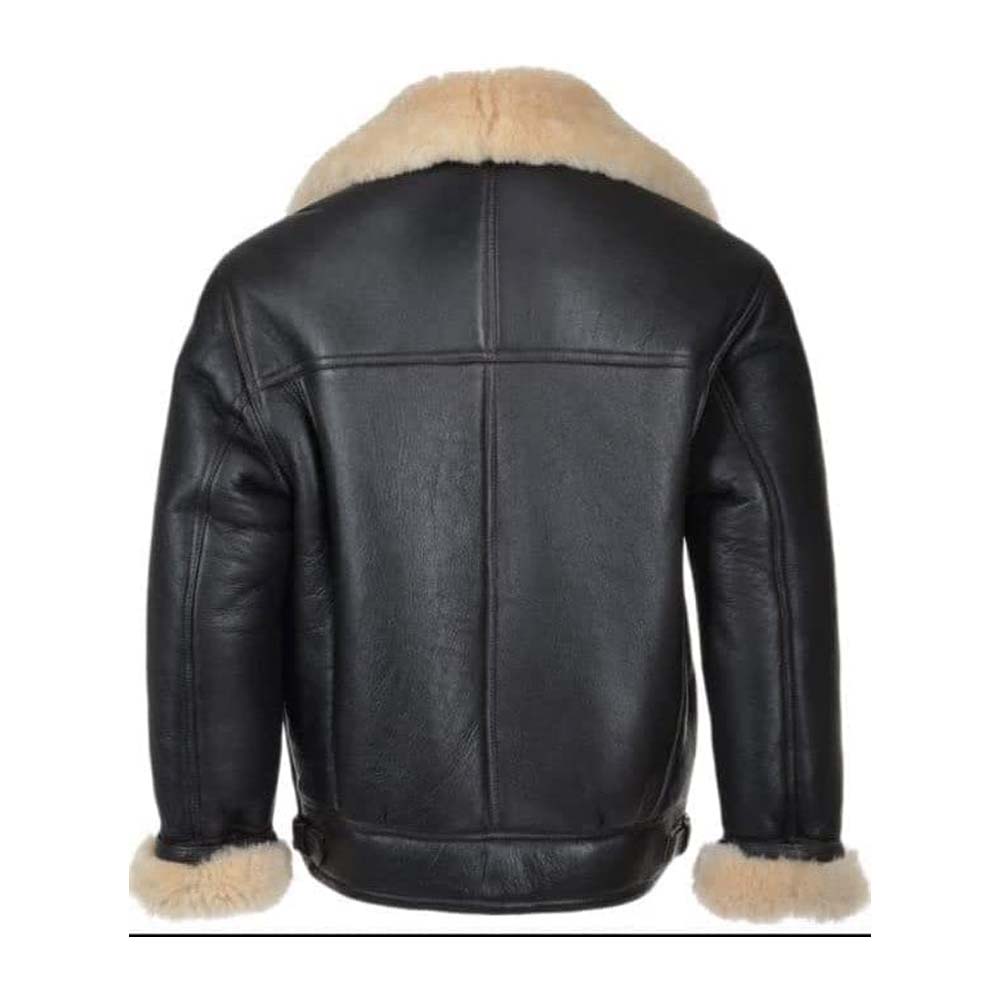 Mens B3 Real Sheepskin Shearling Fur Bomber Leather Jacket