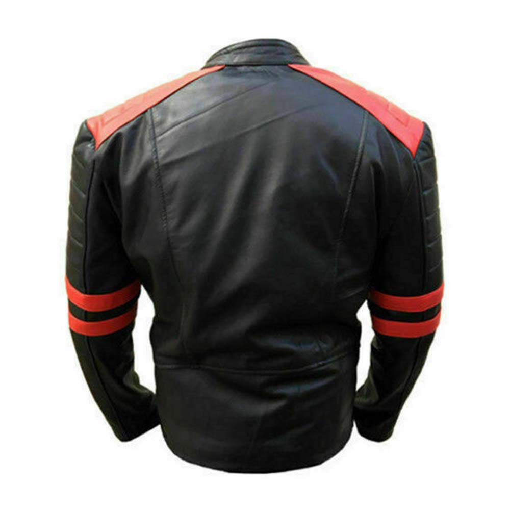 Mens Classic Design Red and Black Vintage Biker Jacket