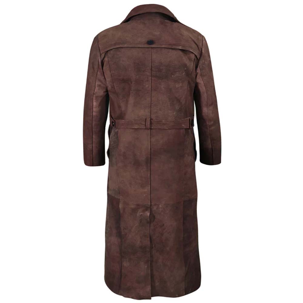 High Quality Brown Leather Duster Coat For Men