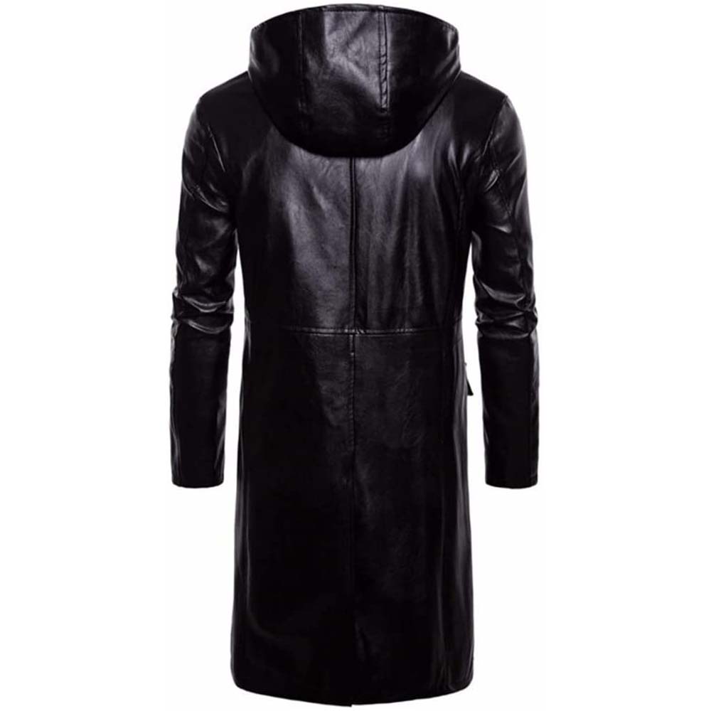 Mens Leather Trench Coat for Men Long Jacket