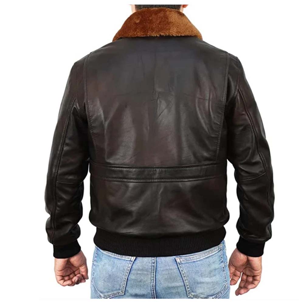 Mens Brown Flight Pilot Leather Jacket