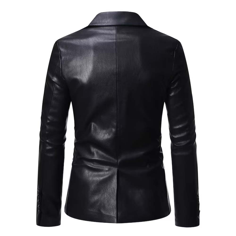 Luxury Mens Black Casual Winter Leather Blazer