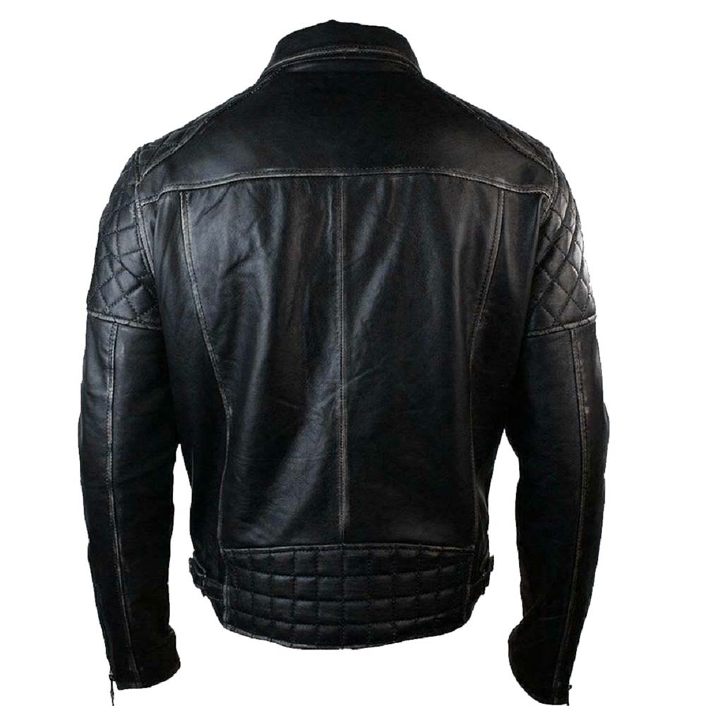 Men’s Distressed Motorcycle black Leather Jacket