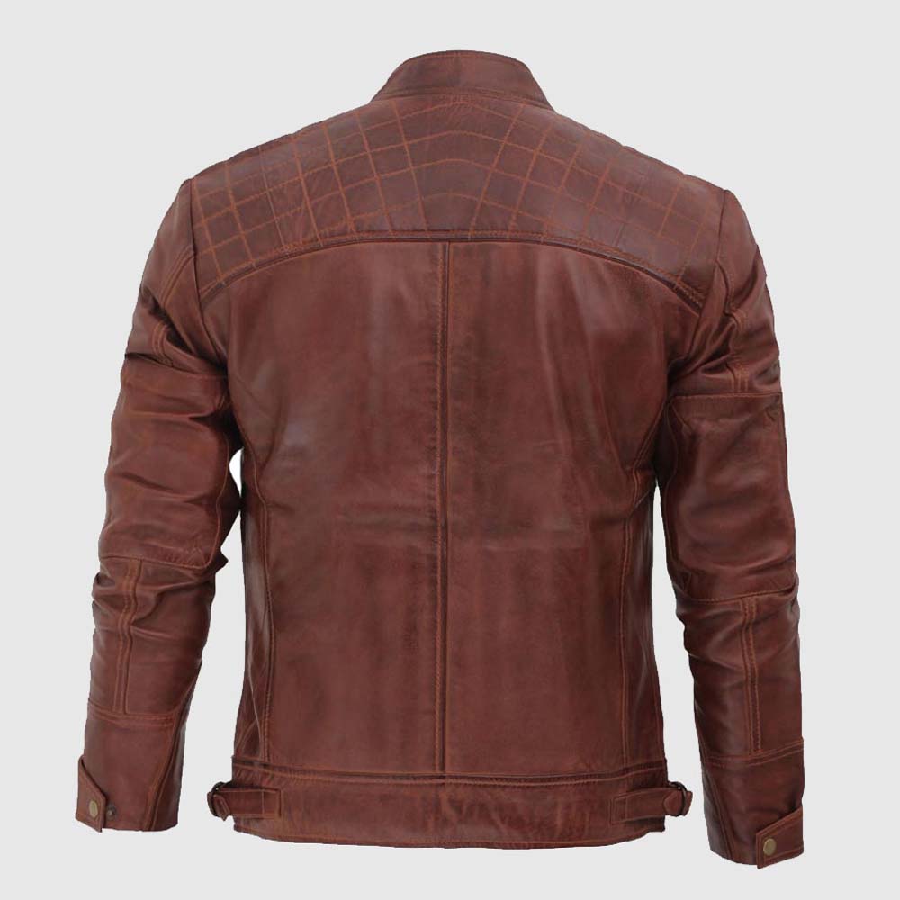 Men Biker Vincent Distressed Motorcycle Leather Jacket