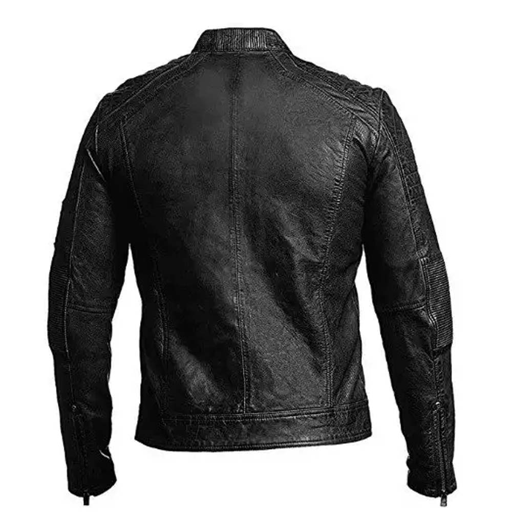 Mens Distressed Black Motorcycle Leather Jacket