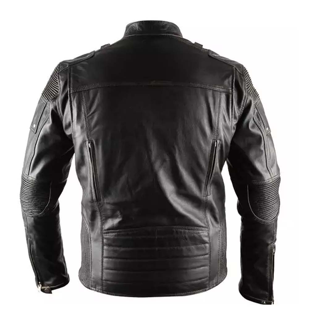 Ultimate Distressed Black Biker Genuine Real Leather Jacket