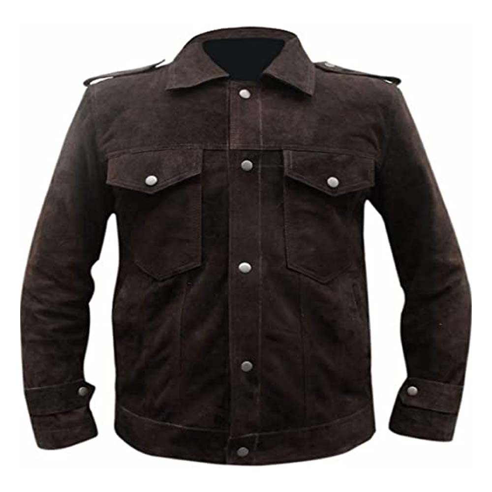 Premium Quality Mens  Brown Suede Leather Jacket
