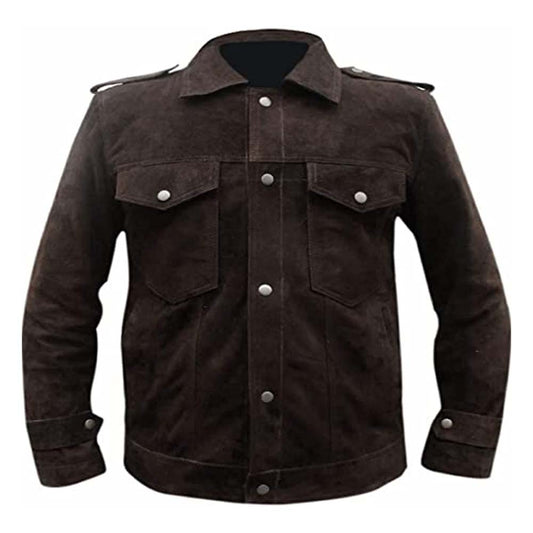 Premium Quality Mens  Brown Suede Leather Jacket