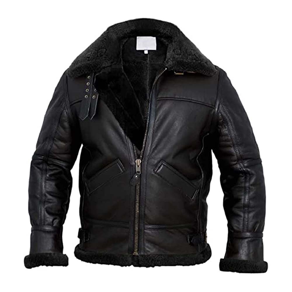 Men Genuine B3 Bomber Shearling Leather Jacket