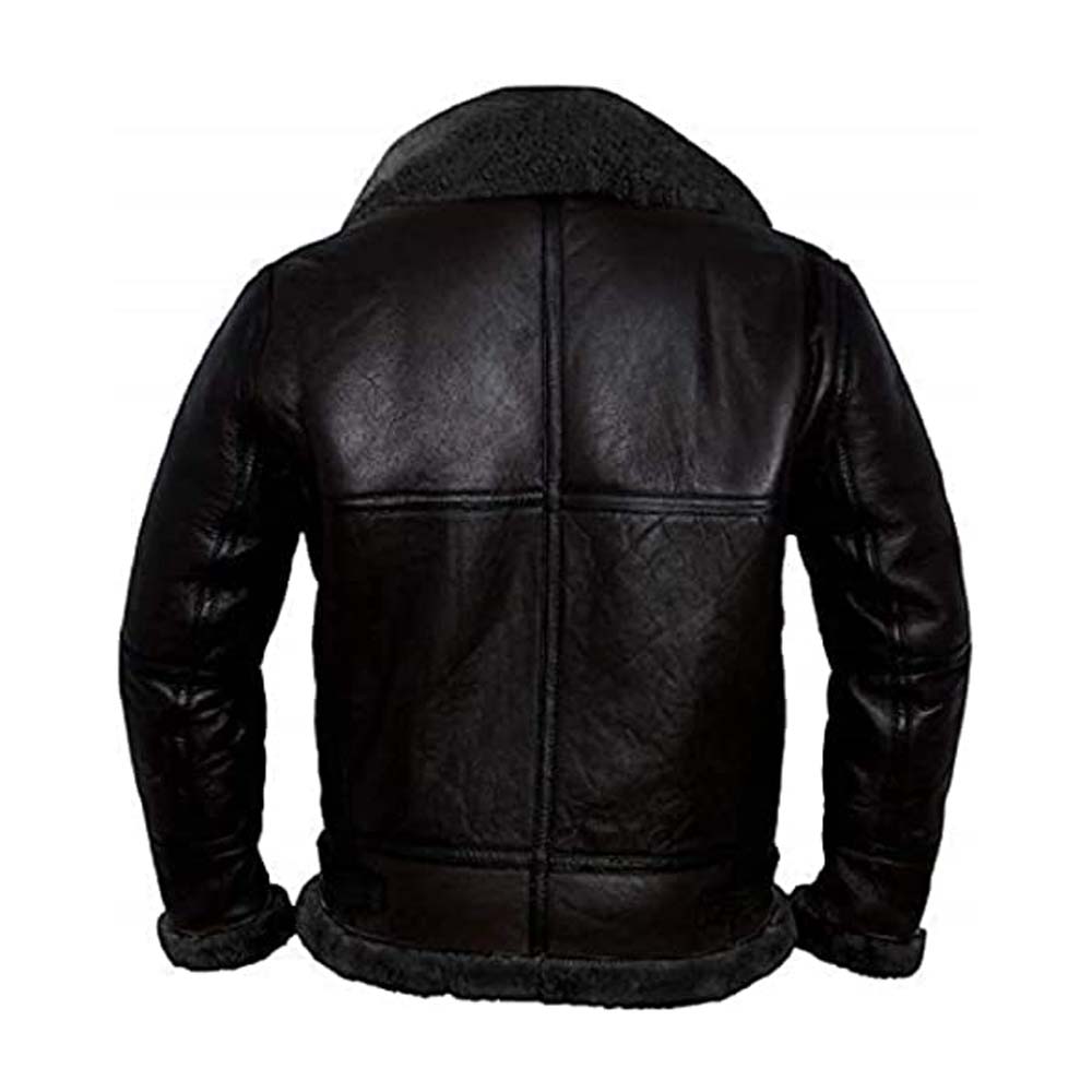 Men Genuine B3 Bomber Shearling Leather Jacket