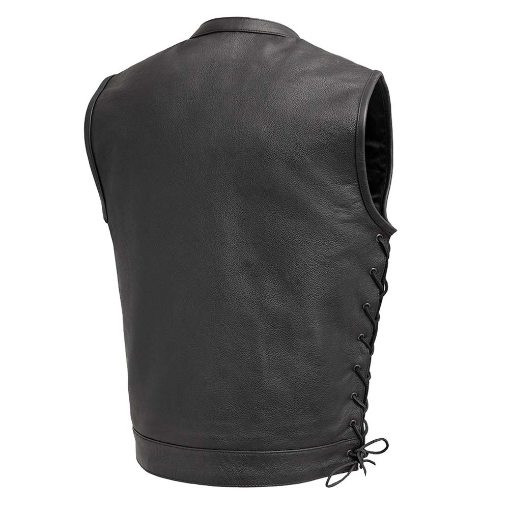 Mens Black Sniper Motorcycle Leather vest