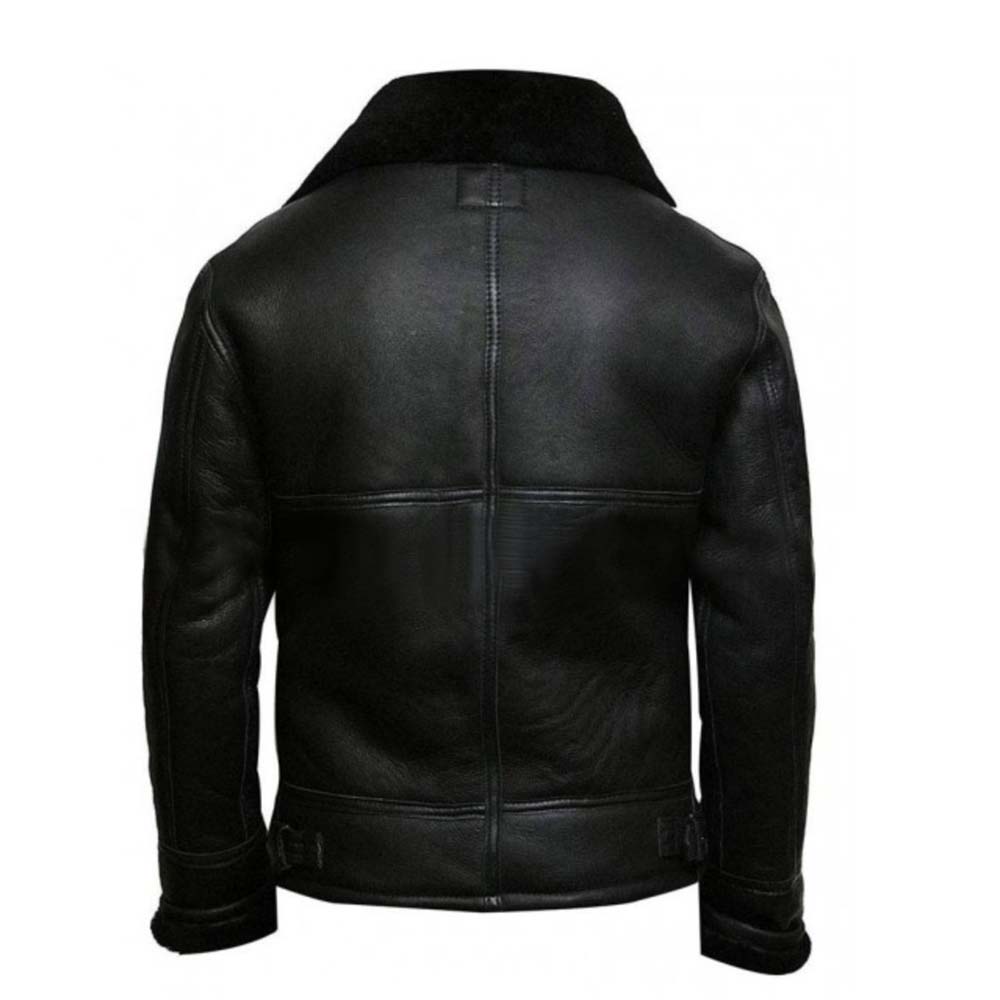 Mens Fur Collar Black B3 Bomber RAF Avaitor Jacket