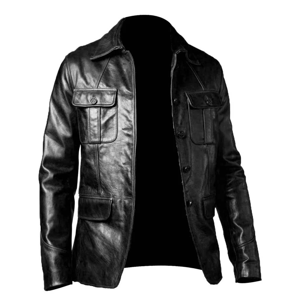Mens Stylish Leather Blazer in genuine Black colour