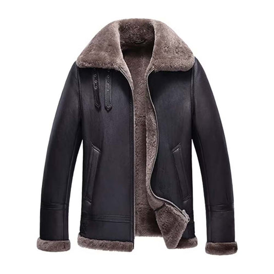 Mens Real Shearling Sheepskin Leather Jacket