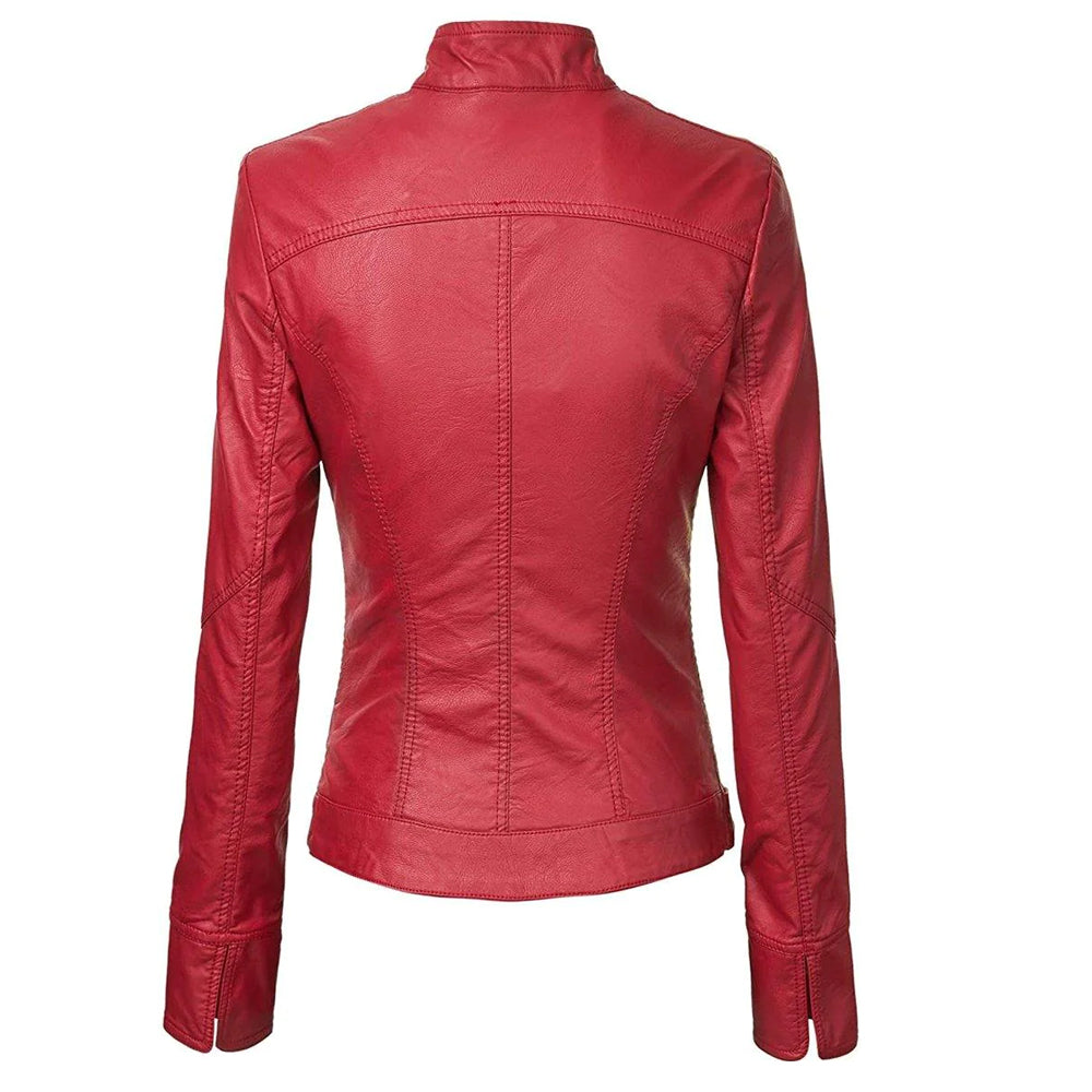 Red High Light Leather Fashion Jacket