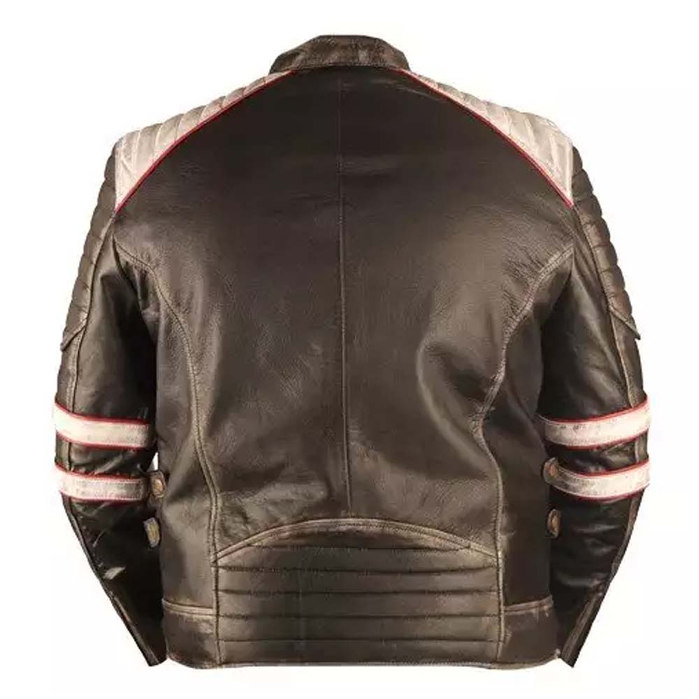 Mens Distressed Brown Genuine Leather Jacket
