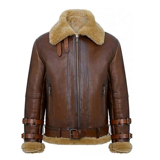 Mens Airforce Brown B3 Aviator Real Leather Jacket