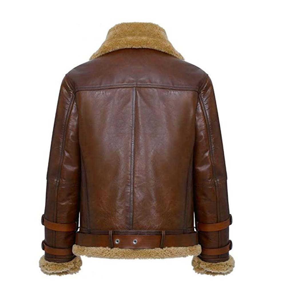 Mens Airforce Brown B3 Aviator Real Leather Jacket