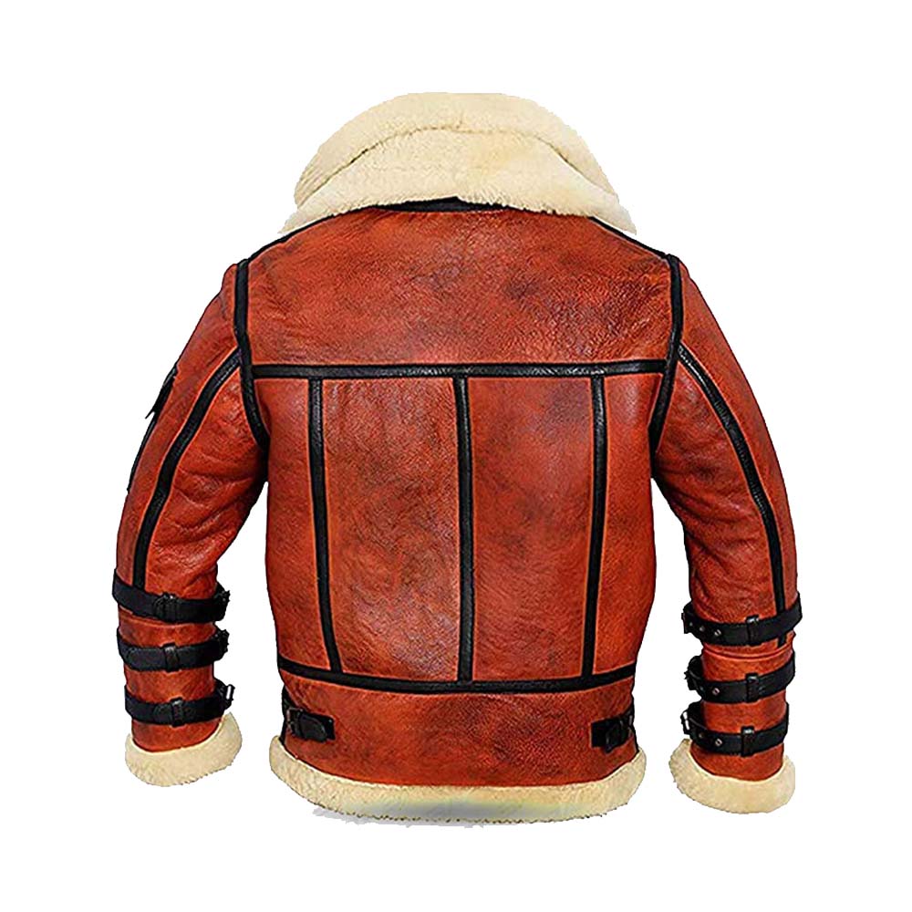Aviator Sheepskin Mens B3 Bomber Shearling Two Tone Style Leather Jacket