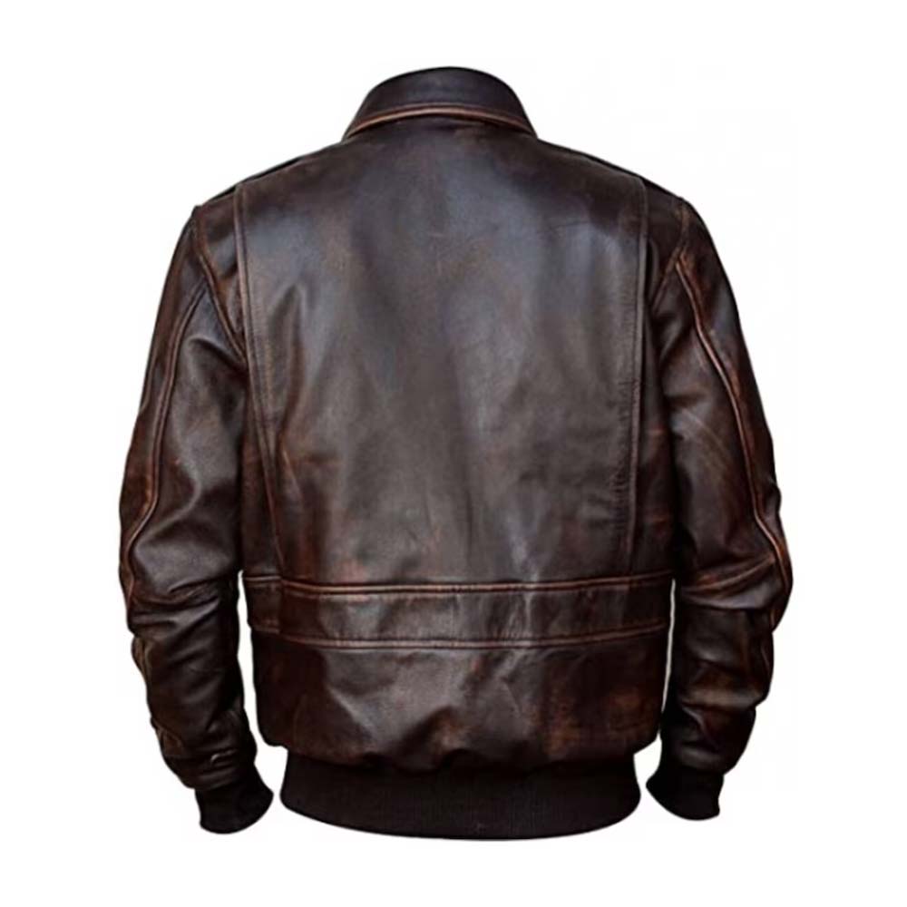 Mens A2 Aviator Flight Chocolate Brown Genuine Leather Jacket