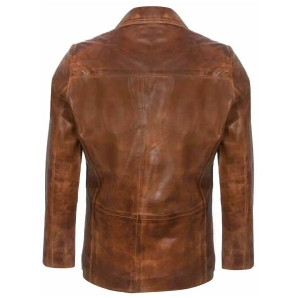 Mens Brown Genuine Leather Quality Blazer