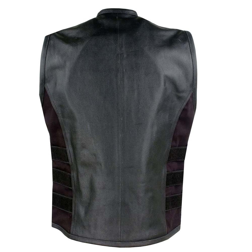 Mens Black Real Biker Leather Vest