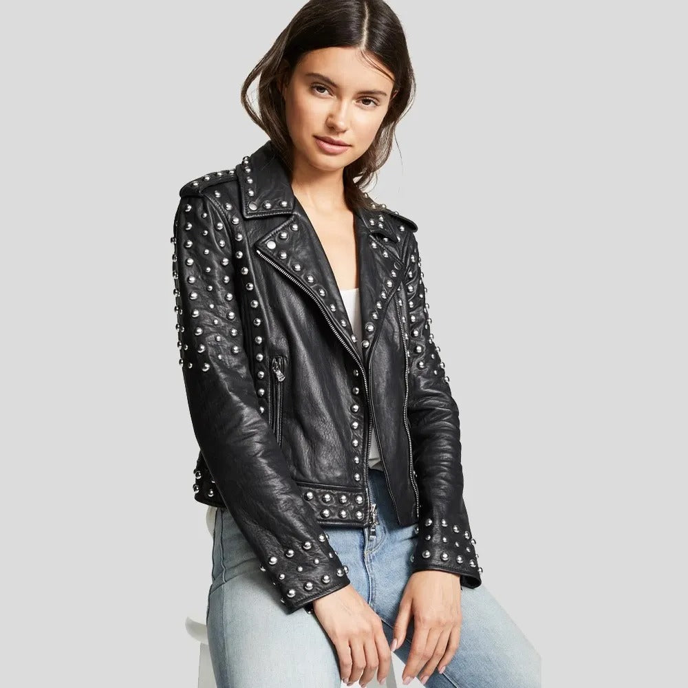 High-End Women's Studded Leather Jackets