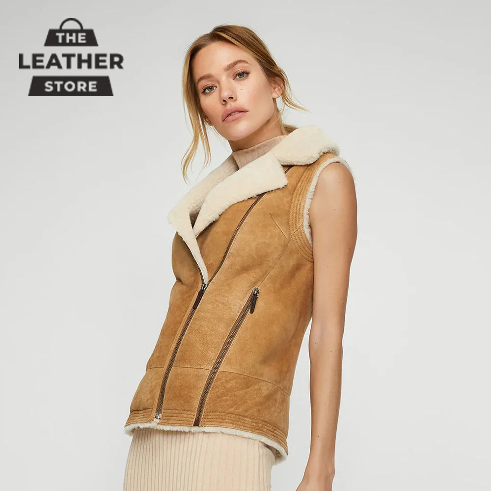 Why Celebrities Are Loving Women’s Shearling Vests This Season