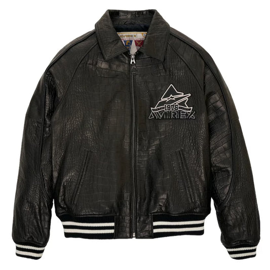 AVIREX ICON Croc Embossed Leather Jacket