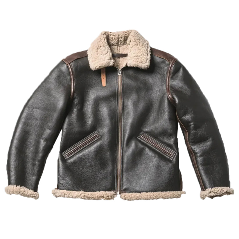 Aviator Bomber Jacket B3 Real Shearling Sheepskin Leather