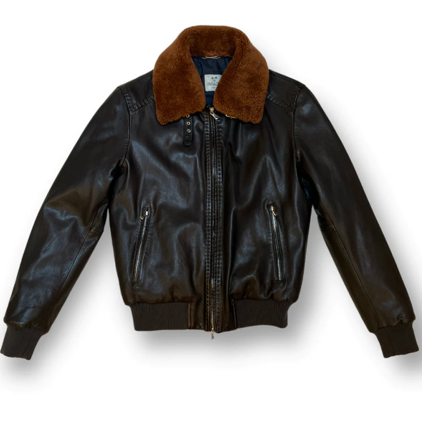Aviator dark brown Leather Jacket