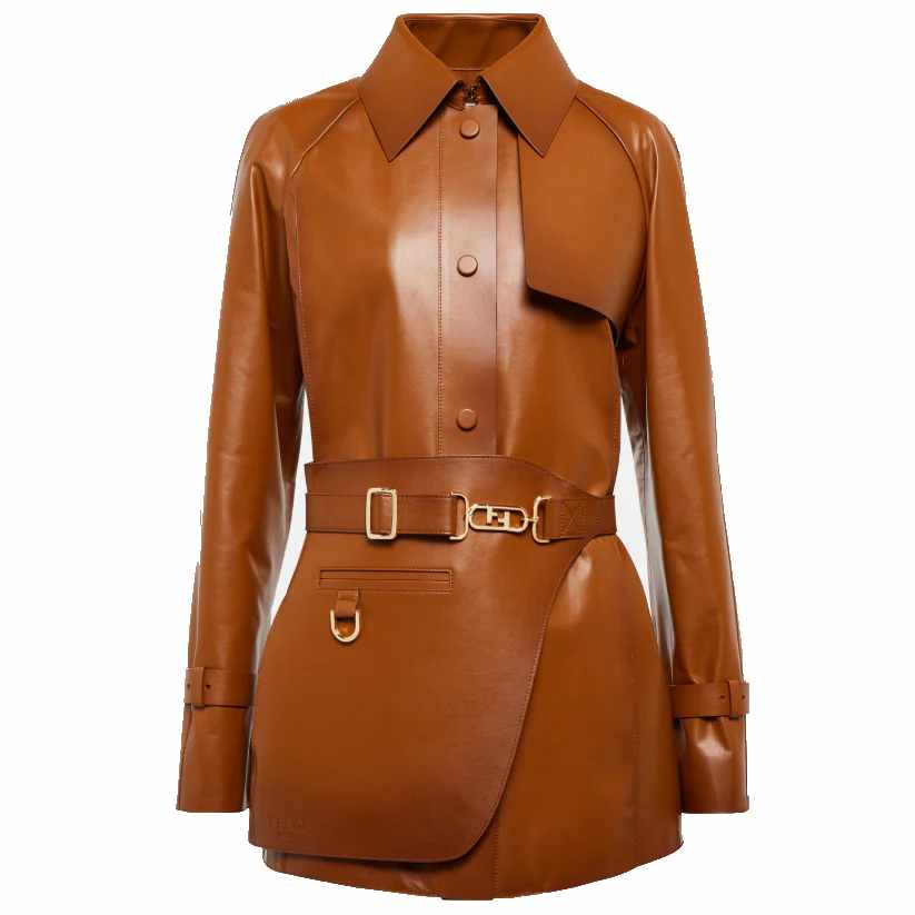 Belted Leather Trench Coat