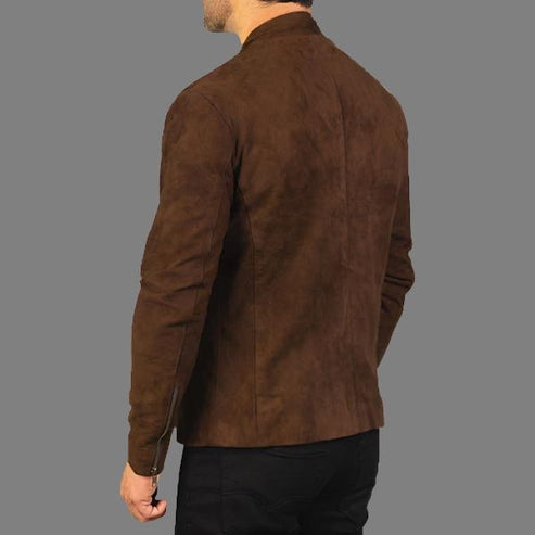 Charcoal Mocha Suede Leather Biker Jacket – Timeless Style & Comfort