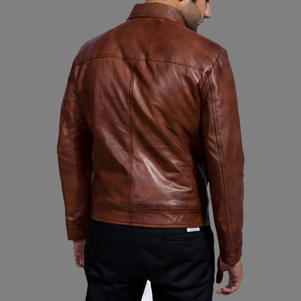 Inferno Burnished Brown Leather Jacket