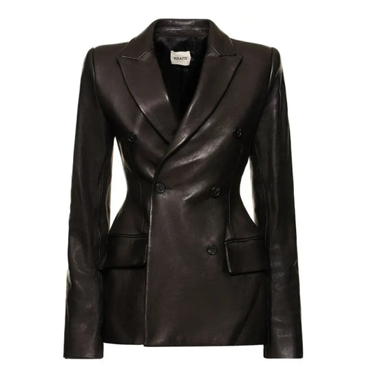 Black Genuine Leather Blazer Jacket