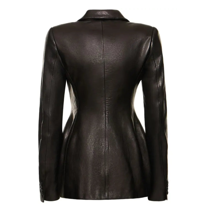 Black Genuine Leather Blazer Jacket