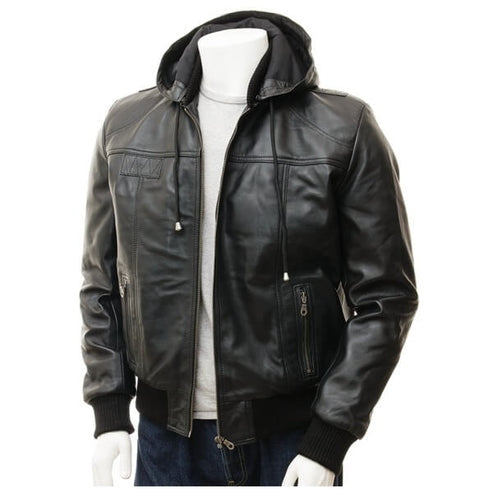 Stealth Bomber Leather Hoodie Jacket
