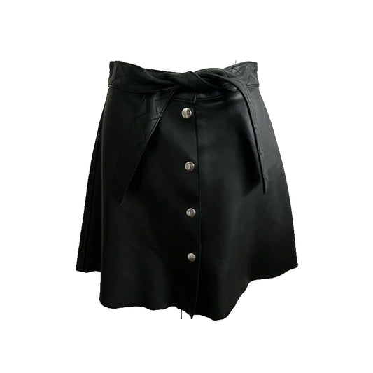 Black Leather Black Mini Skirt