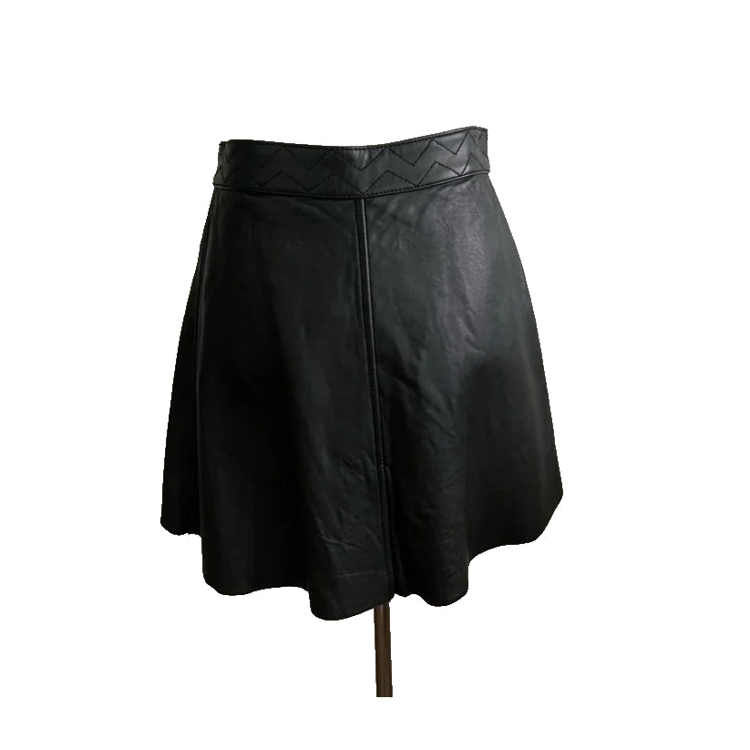 Black Leather Black Mini Skirt