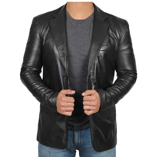 Black Leather Blazer For Men Brown Leather Mens Blazer