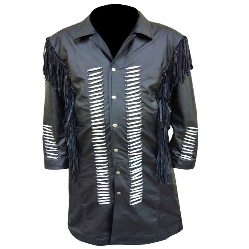 Black Leather Jacket Western Coat