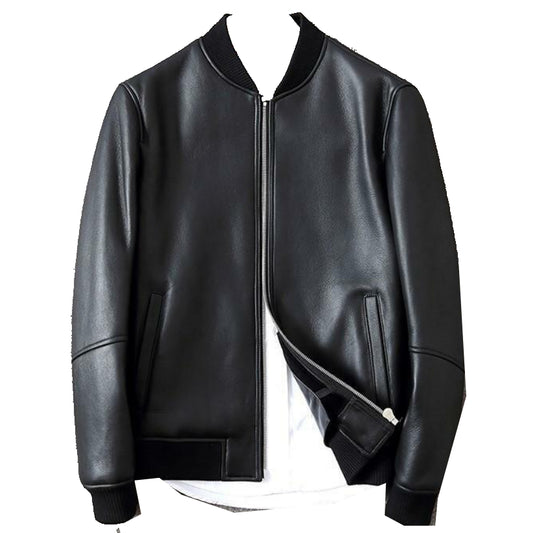 Black Men Flight/Bomber Pure Lambskin Leather Jacket