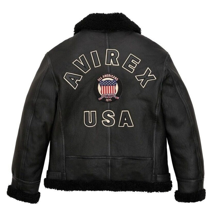 Black Shearling bomber Leather jacket