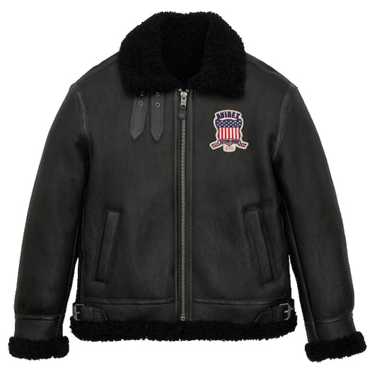Black icon shearling jacket,B3 Icon jacket