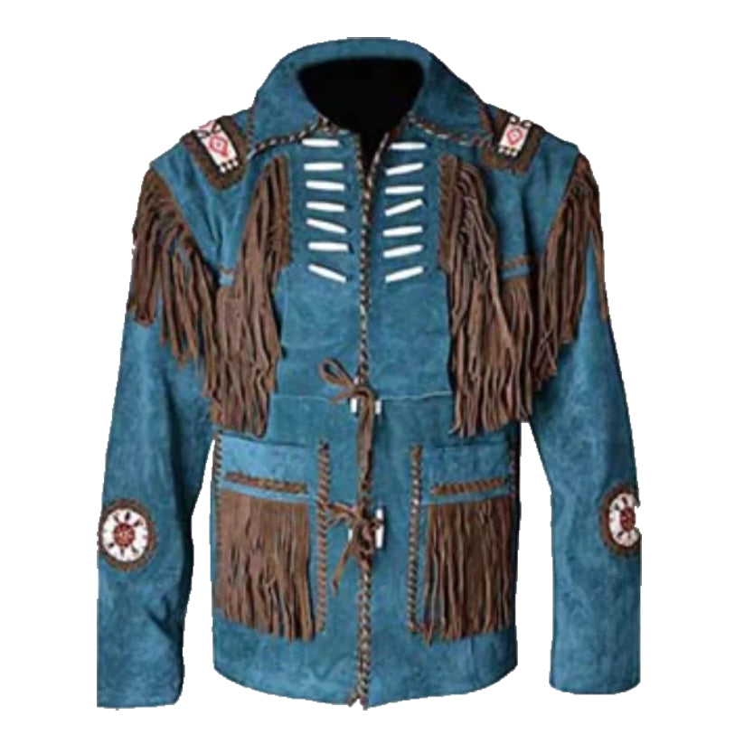 Blue Suede Jacket Mens Western Style Leather Jackets