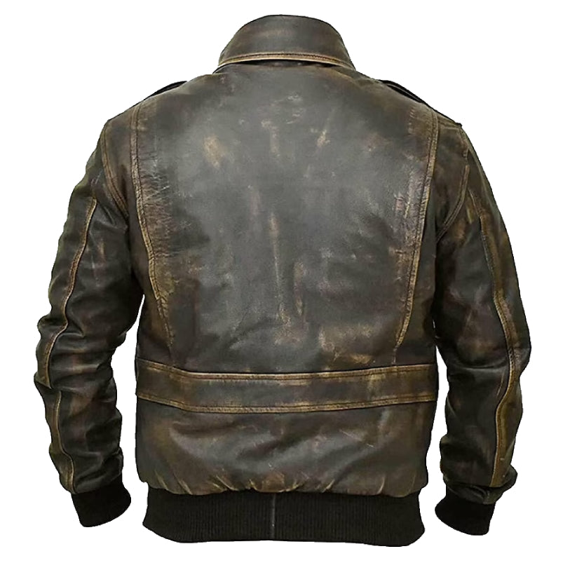 Bomber Aviator Brown Real Leather Stylish Jacket for Men's